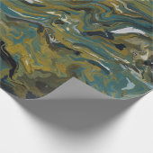 Blauwgroen, gouden, witte en zwarte oliën cadeaupapier (Hoek)