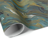 Blauwgroen, gouden, witte en zwarte oliën cadeaupapier (Rol Hoek)