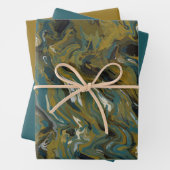 Blauwgroen, gouden, witte en zwarte oliën inpakpapier vel (In situ)