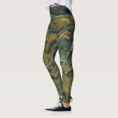 Blauwgroen, gouden, witte en zwarte oliën leggings (Links)