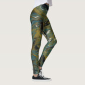Blauwgroen, gouden, witte en zwarte oliën leggings (Rechts)