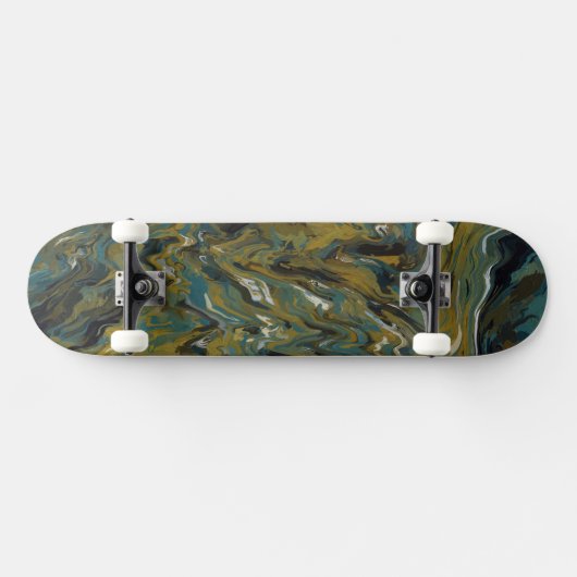 Blauwgroen, gouden, witte en zwarte oliën persoonlijk skateboard (Horizontaal)