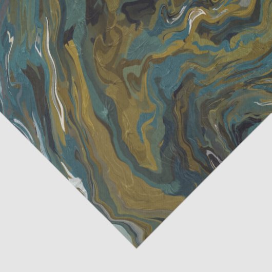 Blauwgroen, gouden, witte en zwarte oliën tissuepapier (Detail)