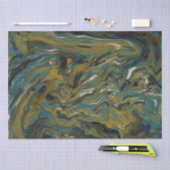 Blauwgroen, gouden, witte en zwarte oliën tissuepapier (Craft)