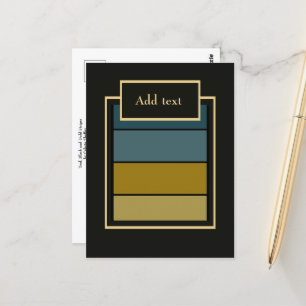 Blauwgroen, gouden, witte en zwarte strepen briefkaart