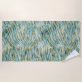 Blauwgroen gouden zebraprint strandlaken (Voorkant)