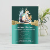 Blauwgroen gouden zeepaardshimmer iriserend nautis kaart (Staand voorkant)