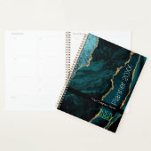Blauwgroen gouden zwarte agaat, uw Logo / bedrijfs Planner (Display)