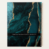 Blauwgroen gouden zwarte agaat, uw Logo / bedrijfs Planner (Achterkant)