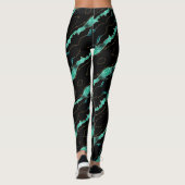 Blauwgroen gouden zwarte Leggings (Achterkant)