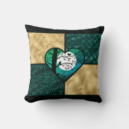 Blauwgroen, gouden & zwarte maanlichtvogels kussen