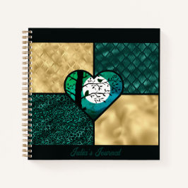 Blauwgroen, gouden & zwarte maanlichtvogels notitieboek