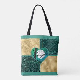 Blauwgroen, gouden & zwarte maanlichtvogels tote bag