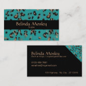 Blauwgroen gouden zwarte print visitekaartje (Voorkant / Achterkant)