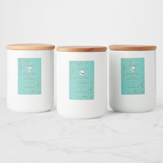  Blauwgroen goudetiketten voor sierdoeleinden Logo Voedselcontainer Etiket (Flessen)