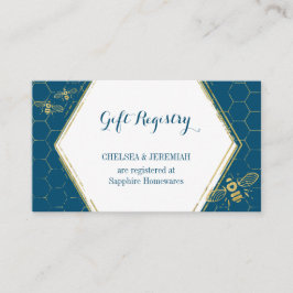 Blauwgroen goudgiftkaart voor honingbijen informatiekaartje