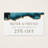 blauwgroen goudglitter Agate Referral-Kaart Visitekaartje (Voorkant)