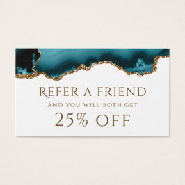 blauwgroen goudglitter Agate Referral-Kaart Visitekaartje