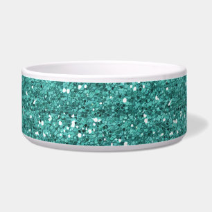 Blauwgroen goudglitter Sparkle Chic Pet Dog Voerbakje