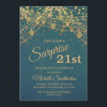 Blauwgroen goudglitter String Lights 21st Birthday Kaart<br><div class="desc">Elegant 21ste verjaardagsfeest uitnodiging voor vrouwen met prachtige gouden snaarlampen en mousserende bokeh op een gedurfde blauwgroen achtergrond. De tekst,  de doopvont,  en de formulering zijn volledig klantgericht gebruikend het ontwerphulpmiddel van Zazzle. Neem contact met ons op voor hulp bij het aanpassen of aanpassen van producten.</div>