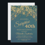 Blauwgroen goudglitter String Lights 40th Birthday Kaart<br><div class="desc">Chic en trendy 40ste verjaardagsfeestuitnodiging voor vrouwen met prachtige gouden snaarlampen en mousserende bokeh op een gedurfde blauwgroen achtergrond. De tekst,  de doopvont,  en de formulering zijn volledig klantgericht gebruikend het ontwerphulpmiddel van Zazzle. Neem contact met ons op voor hulp bij het aanpassen of aanpassen van producten.</div>
