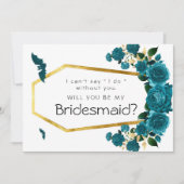 Blauwgroen goudhalloween... ben je mijn Bridesmaid Kaart (Voorkant)
