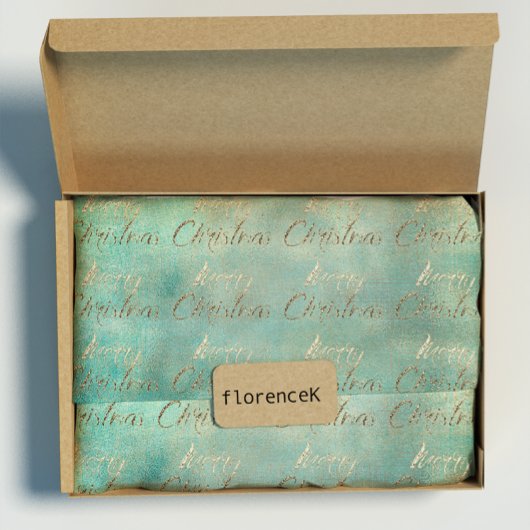 Blauwgroen goudkerstfeest Gold Sepia Burlap Cottag Cadeaupapier