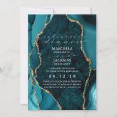 Blauwgroen, goudkleurige en marmer-agaatrepetitie kaart (Voorkant)