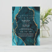 Blauwgroen, goudkleurige en marmer-agaatrepetitie kaart (Staand voorkant)