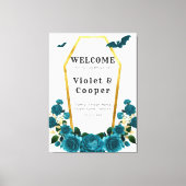 Blauwgroen goudkoffie - Welkomstteken voor bruilof Canvas Afdruk (Voorkant)