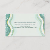 Blauwgroen goudluxe glitter Agate Geode Afsprakenkaartje (Achterkant)