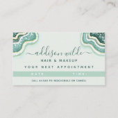 Blauwgroen goudluxe glitter Agate Geode Afsprakenkaartje (Voorkant)