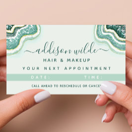 Blauwgroen goudluxe glitter Agate Geode Afsprakenkaartje