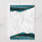 Blauwgroen goudmakerij en marmer Wedding Kaart (Achterkant)