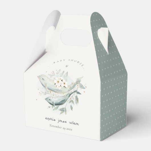 Blauwgroen goudmakreel "onderwater" Vis Baby showe Bedankdoosjes (Achterkant)