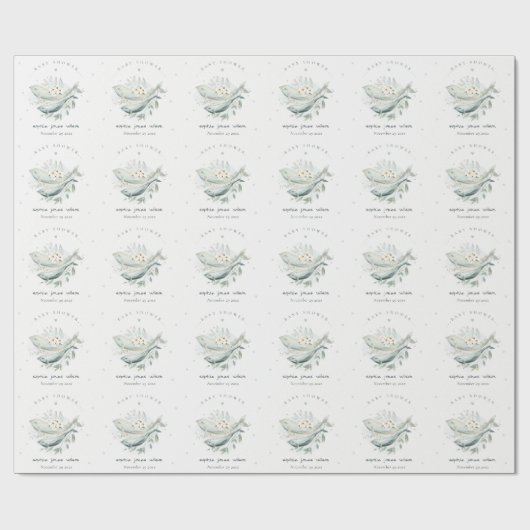 Blauwgroen goudmakreel "onderwater" Vis Baby showe Cadeaupapier (Vlak)