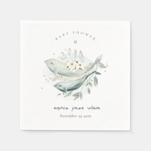 Blauwgroen goudmakreel "onderwater" Vis Baby showe Servet (Voorkant)