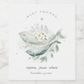 Blauwgroen goudmakreel "onderwater" Vis Baby showe Wijn Etiket (Enkel label)