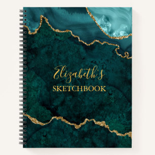 Blauwgroen goudmarmer Agate Geode Sketchbook Notitieboek