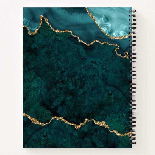 Blauwgroen goudmarmer Agate Geode Sketchbook Notitieboek (Achterkant)