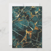 Blauwgroen goudmarmer Faux Gold Foil Islamic Wedde Kaart (Achterkant)