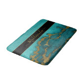 Blauwgroen goudmarmer, monogram, naam aangepast st badmat (Gekanteld)