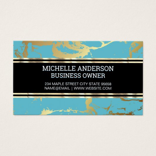 Blauwgroen goudmarmer visitekaartje (Voorkant)