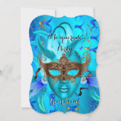 Blauwgroen goudmaskerade partij kaart (Voorkant)