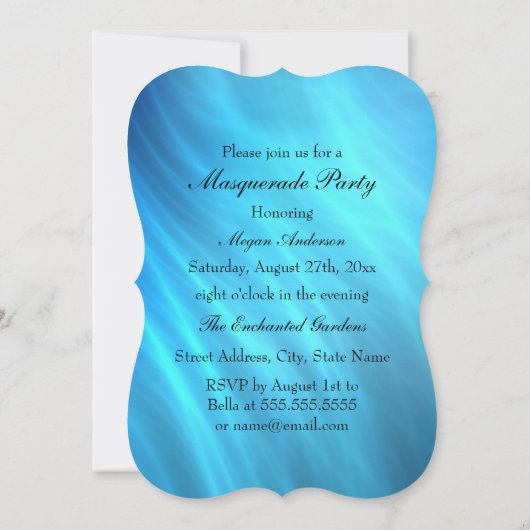 Blauwgroen goudmaskerade partij kaart (Achterkant)