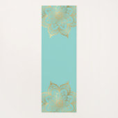 blauwgroen goudmazen mandala monogram aangepast yogamat (Achterkant)