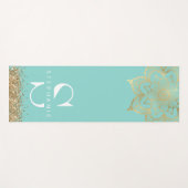 blauwgroen goudmazen mandala monogram aangepast yogamat (Voorkant (horizontaal))