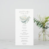Blauwgroen goudonderzeese Floral Fish Wedding Prog Bedankkaart (Staand voorkant)