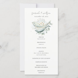 Blauwgroen goudonderzeese Floral Fish Wedding Prog Bedankkaart