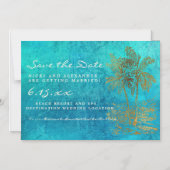 Blauwgroen goudpalmen Weddenschap Magnetische Uitnodiging (Voorkant)